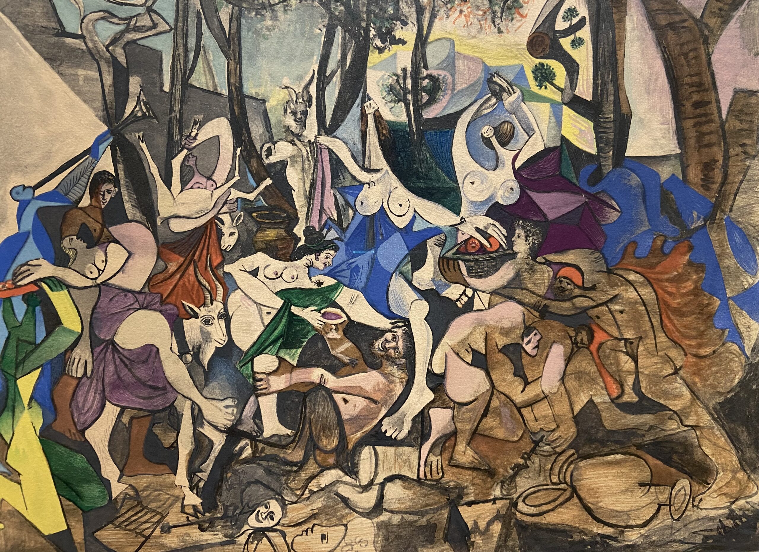 Pablo Picasso, "Le triomphe de Pan"(d'après Poussin), estampe d'après la gouache et aquarelle réalisée par l'artiste en août 1944